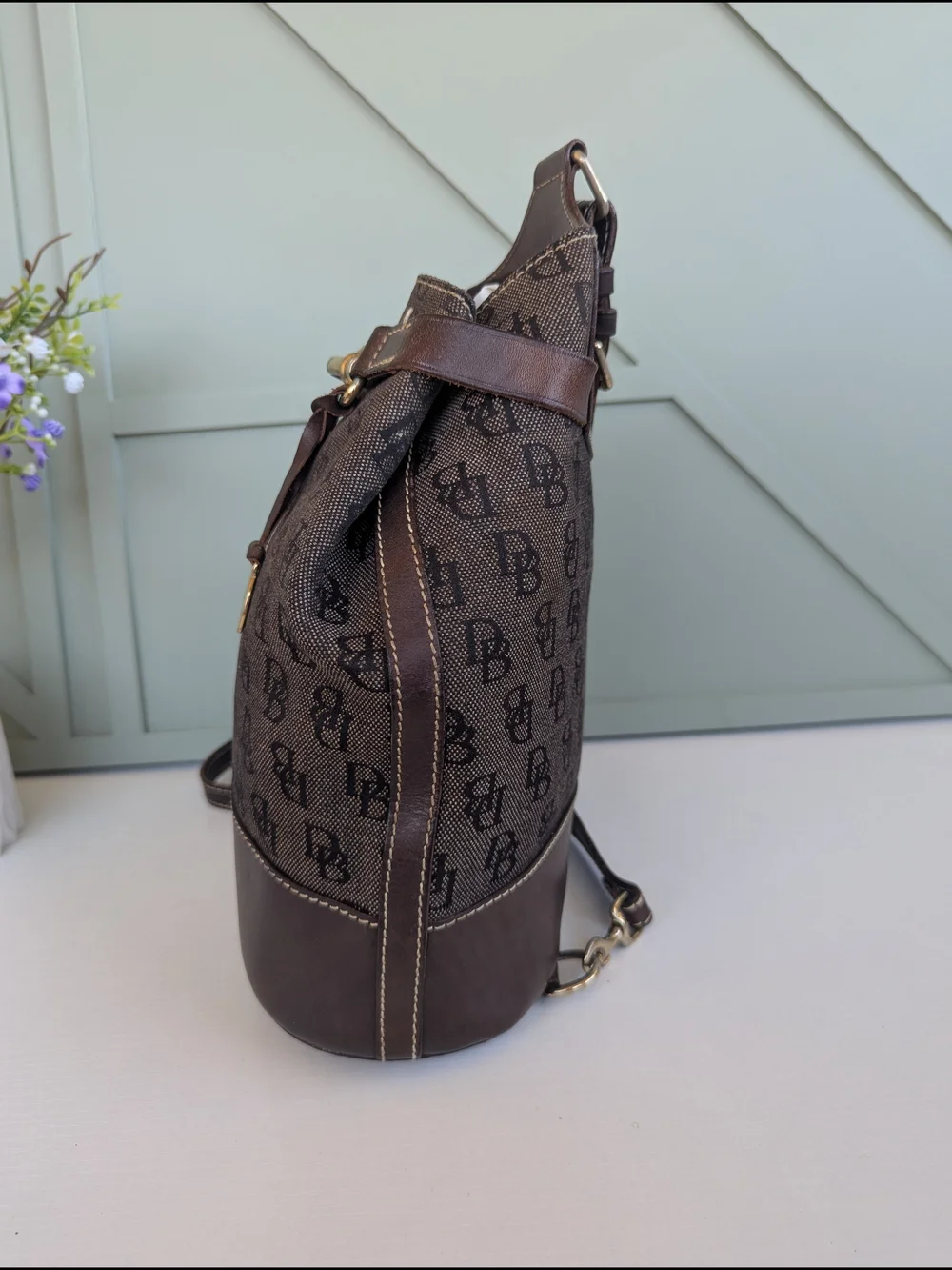 Dooney & Bourke Brown/Black Monogram Sling Backpack